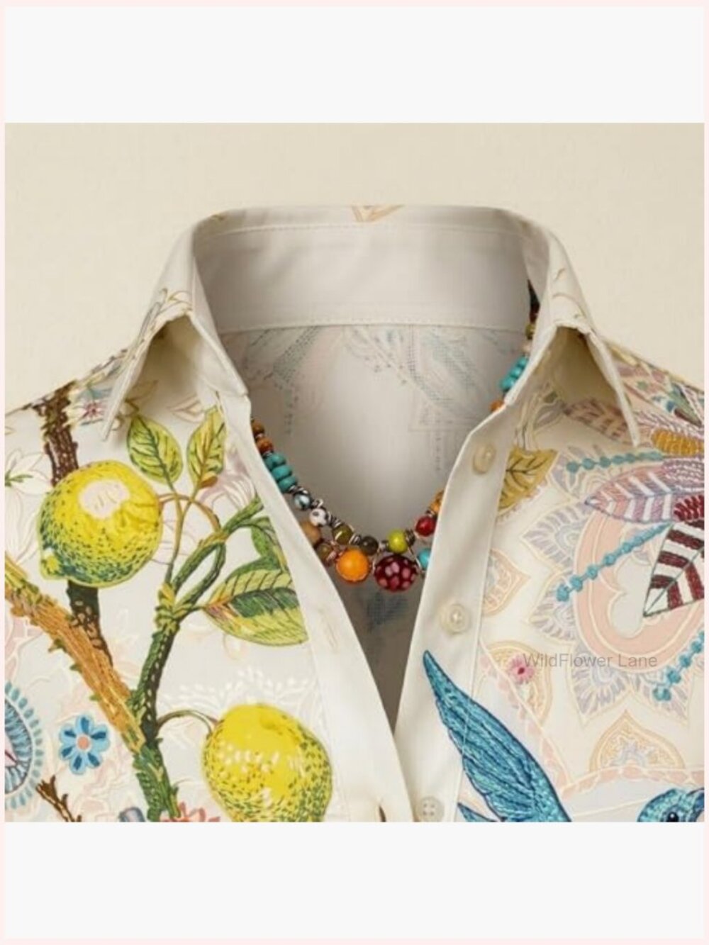 Boho Paisley Blouse Long Sleeve Button Down Ruffled Cuff Western Print Womens - Picture 4 of 6